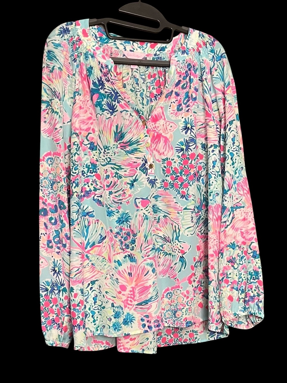 Lilly Pulitzer Pink & Aqua Floral Long-Sleeve Tunic